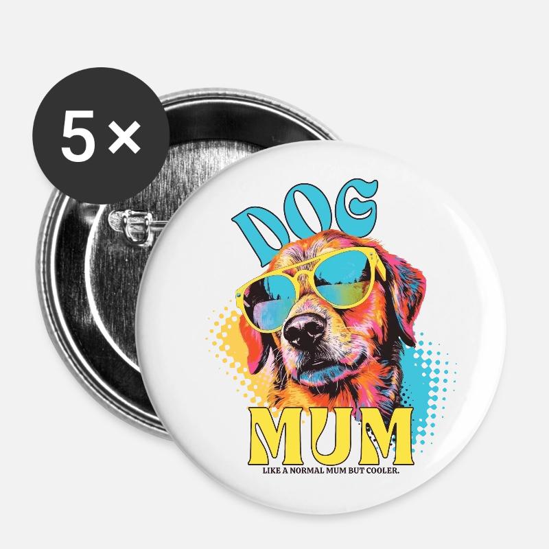 Mum Dog - Buttons small 1''/25 mm (5-pack) - white