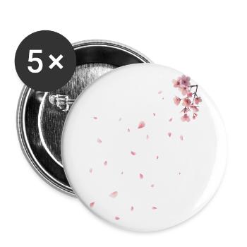 Sakura - Fleurs de cerisier - Lot de 5 petits badges (25 mm) - blanc - Devant