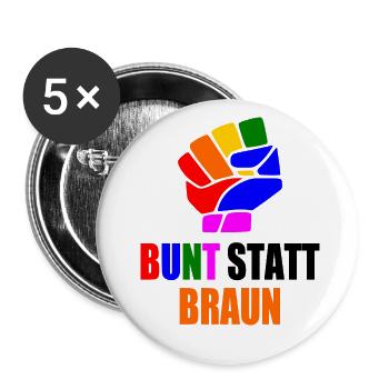bunt statt braun - Buttons klein 25 mm (5er Pack) - Weiß - Vorne