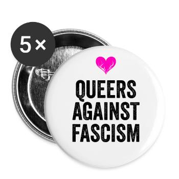 LES QUEERS CONTRE LE FASCISME - Lot de 5 petits badges (25 mm) - blanc - Devant