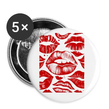 Bold Red Lips Pattern Stylish Art Sensual Lipstick - Buttons small 1''/25 mm (5-pack) - white - Front