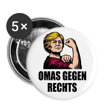 Omas gegen rechts - Buttons klein 25 mm (5er Pack) - Weiß - Vorne