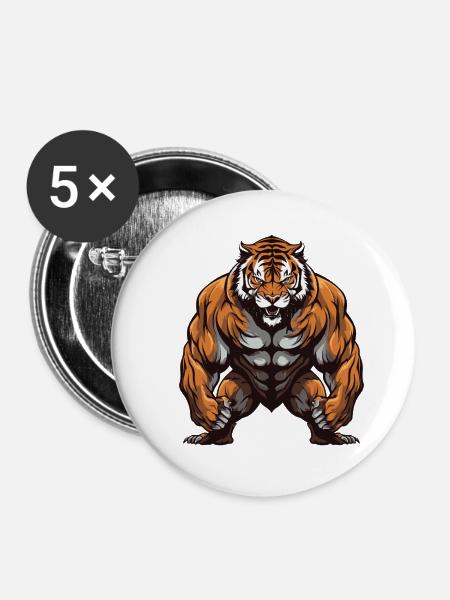 Tiger Beast Fitness - Buttons klein 25 mm (5er Pack) - Weiß