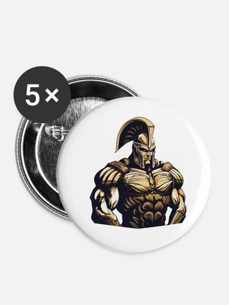 Spartaner Gladiator Muskeln - Buttons klein 25 mm (5er Pack) - Weiß