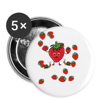 Fraise du jardin Fraises Fruits Fruits Escargot - Lot de 5 petits badges (25 mm) - blanc - Devant