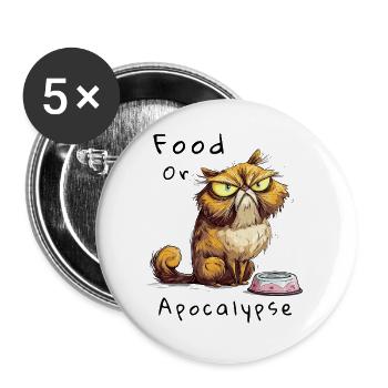 Futte ou Apocalypse – Humour félin - Lot de 5 petits badges (25 mm) - blanc - Devant