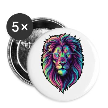 Blaze of color lion: Roar of life! - Buttons small 1''/25 mm (5-pack) - white - Front