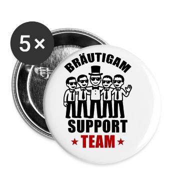 Bräutigam Support Team Hochzeit - Buttons klein 25 mm (5er Pack) - Weiß - Vorne