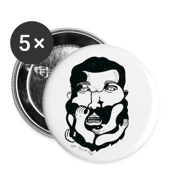 NE TOUCHEZ PAS MON BARBE - Lot de 5 petits badges (25 mm) - blanc - Devant