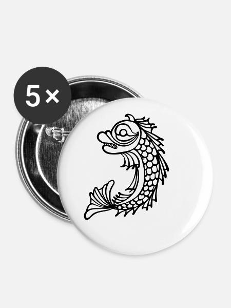 grenobler Delphin - Buttons klein 25 mm (5er Pack) - Weiß