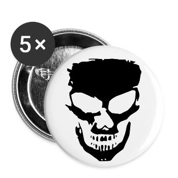 angry skull - Lot de 5 petits badges (25 mm) - blanc - Devant