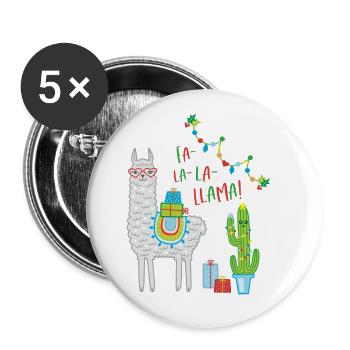 Fa la Llama Pull de Noël Cadeau de Noël - Lot de 5 petits badges (25 mm) - blanc - Devant
