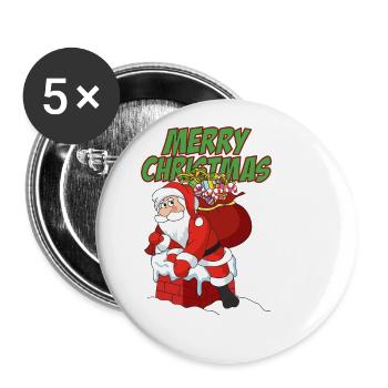 Santa Claus - Buttons small 1''/25 mm (5-pack) - white - Front