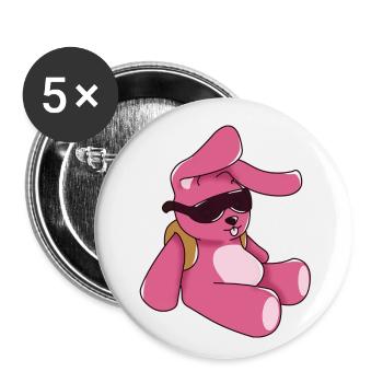 Nettes Karikatur-Rosa-Häschen - Buttons klein 25 mm (5er Pack) - Weiß - Vorne