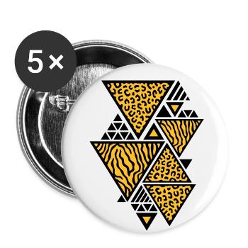 Dreiecks-Muster (Tiger / Leopard) - Buttons klein 25 mm (5er Pack) - Weiß - Vorne