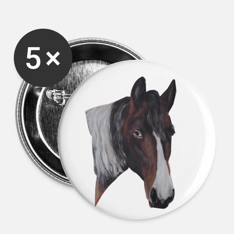 Pferd - Buttons klein 25 mm (5er Pack) - Weiß