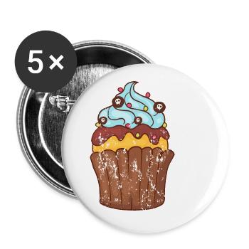 Retro Grunge d’Halloween Cupcakes Muffins - Lot de 5 petits badges (25 mm) - blanc - Devant