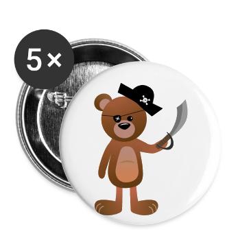 cute bear pirate pirate buccaneer - Buttons small 1''/25 mm (5-pack) - white - Front