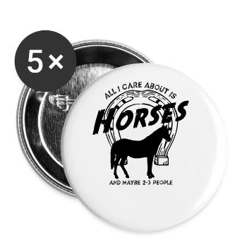 Horse motif with funny saying - Buttons small 1''/25 mm (5-pack) - white - Front