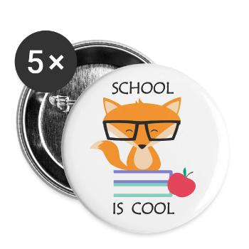 école de lunettes nerd renard intelligent livres est cool - Lot de 5 petits badges (25 mm) - blanc - Devant