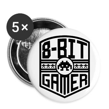 8-Bit Gamer (Wappen) - Buttons klein 25 mm (5er Pack) - Weiß - Vorne