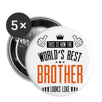 Weltbester Bruder - Buttons klein 25 mm (5er Pack) - Weiß - Vorne