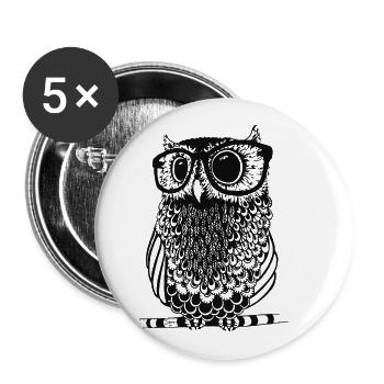 Eule - Buttons klein 25 mm (5er Pack) - Weiß - Vorne