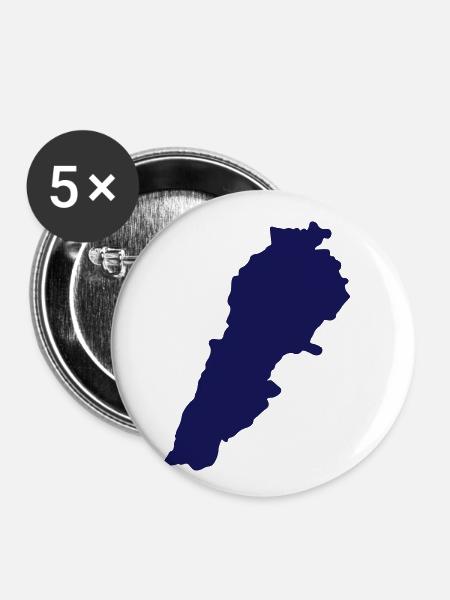 Libanon - Buttons klein 25 mm (5er Pack) - Weiß