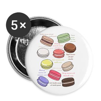 sweet macarons bakery - Buttons small 1''/25 mm (5-pack) - white - Front