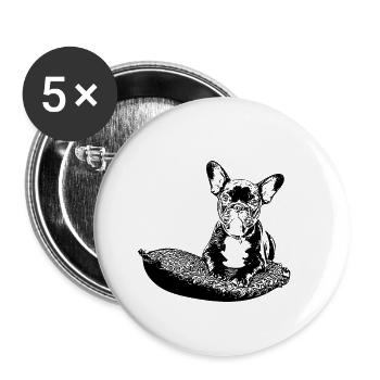 French bulldog - Buttons small 1''/25 mm (5-pack) - white - Front