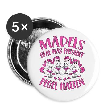 Mädels Pegel Halten Mallorca Sprüche Einhorn Party - Buttons klein 25 mm (5er Pack) - Weiß - Vorne