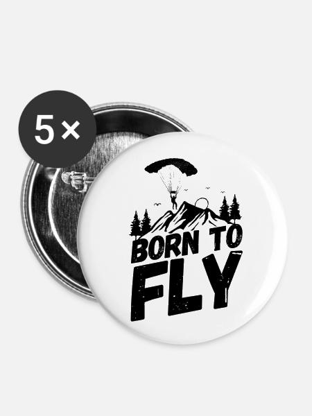 Fallschirm Skydiving Spruch - Buttons klein 25 mm (5er Pack) - Weiß