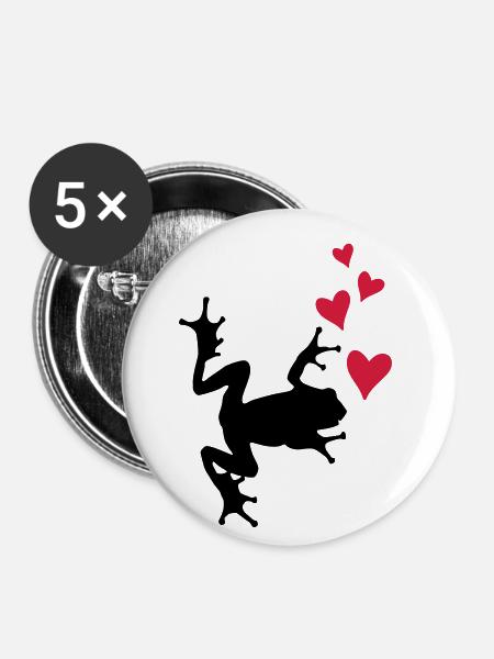 frosch silhouette herz - Buttons klein 25 mm (5er Pack) - Weiß