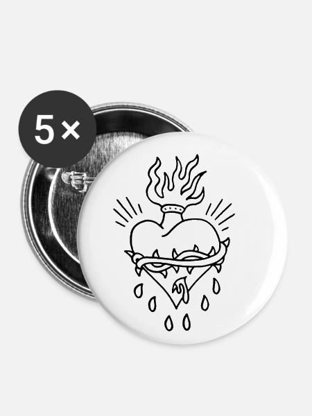 Herzen - Buttons klein 25 mm (5er Pack) - Weiß