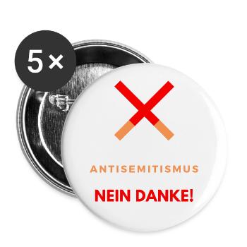 Kein Antisemitismus, Nein Danke, Nein Rassismus - Buttons klein 25 mm (5er Pack) - Weiß - Vorne