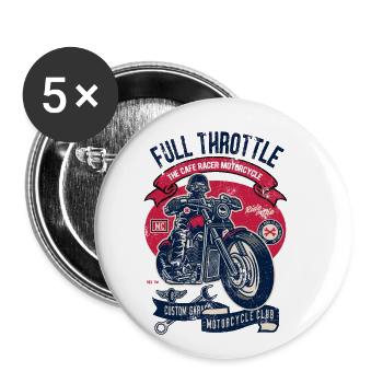 MC MOTORRAD MOTOR MOTORRÄDER CLUB CAFE RACER BIKER - Buttons klein 25 mm (5er Pack) - Weiß - Vorne