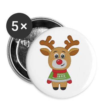 Christmas Deer - Buttons small 1''/25 mm (5-pack) - white - Front