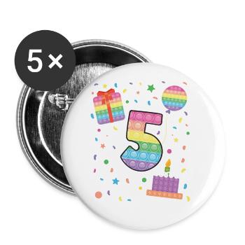Pop It 5th Birthday Girl Boys Fidget - Buttons small 1''/25 mm (5-pack) - white - Front