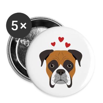 Boxer Liebe - Buttons klein 25 mm (5er Pack) - Weiß - Vorne