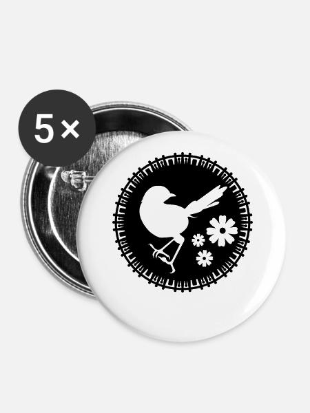 Vogel - Naturschutz Tierfreund - Buttons klein 25 mm (5er Pack) - Weiß