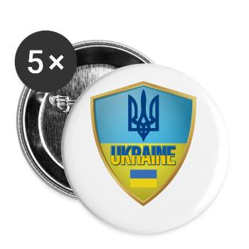 Drapeau de l’Ukraine - Lot de 5 petits badges (25 mm) - blanc - Devant