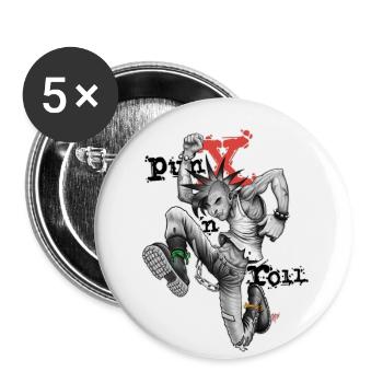Punk 'n' Roll - v1 - Buttons klein 25 mm (5er Pack) - Weiß - Vorne
