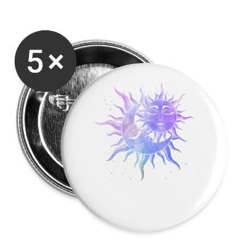 Sun Moon Love Occult Stars Magic Symbol - Buttons small 1''/25 mm (5-pack) - white - Front