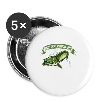 65 Jahre und immer noch ein toller Hecht Angler - Buttons klein 25 mm (5er Pack) - Weiß - Vorne