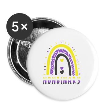 Nonbinary Boho Rainbow - Buttons small 1''/25 mm (5-pack) - white - Front