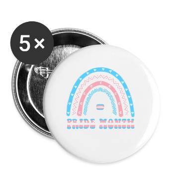 Boho Regenbogen Happy Pride Month Transgender - Buttons klein 25 mm (5er Pack) - Weiß - Vorne