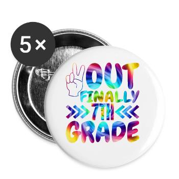Out Finally 7th grade elementary school students - Buttons small 1''/25 mm (5-pack) - white - Front