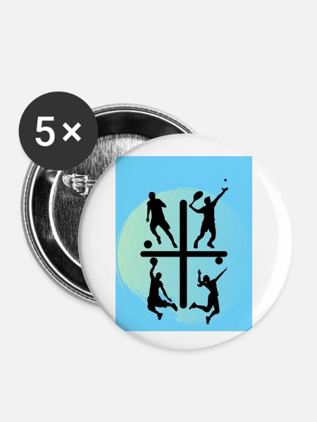 Sportdesign - Buttons klein 25 mm (5er Pack) - Weiß