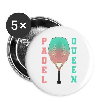 Padel Paddle Tennis Sport Queen Heart I Cadeau - Lot de 5 petits badges (25 mm) - blanc - Devant