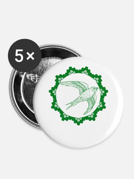 Vogel - Naturschutz Tierfreund - Buttons klein 25 mm (5er Pack) - Weiß